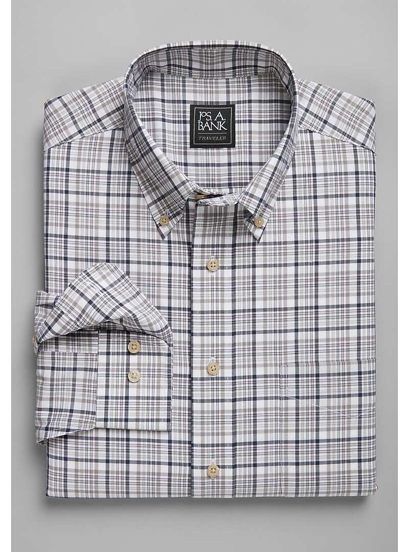 Traveler Collection Traditional Fit Button-Down Collar Plaid Sportshirt - Big & Tall#6LJE
