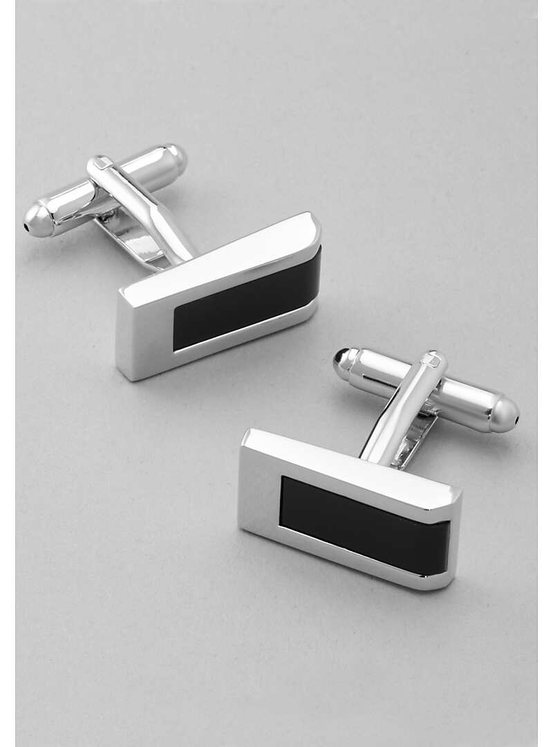 Jos. A. Bank Silver & Onyx Cufflinks#8YA7