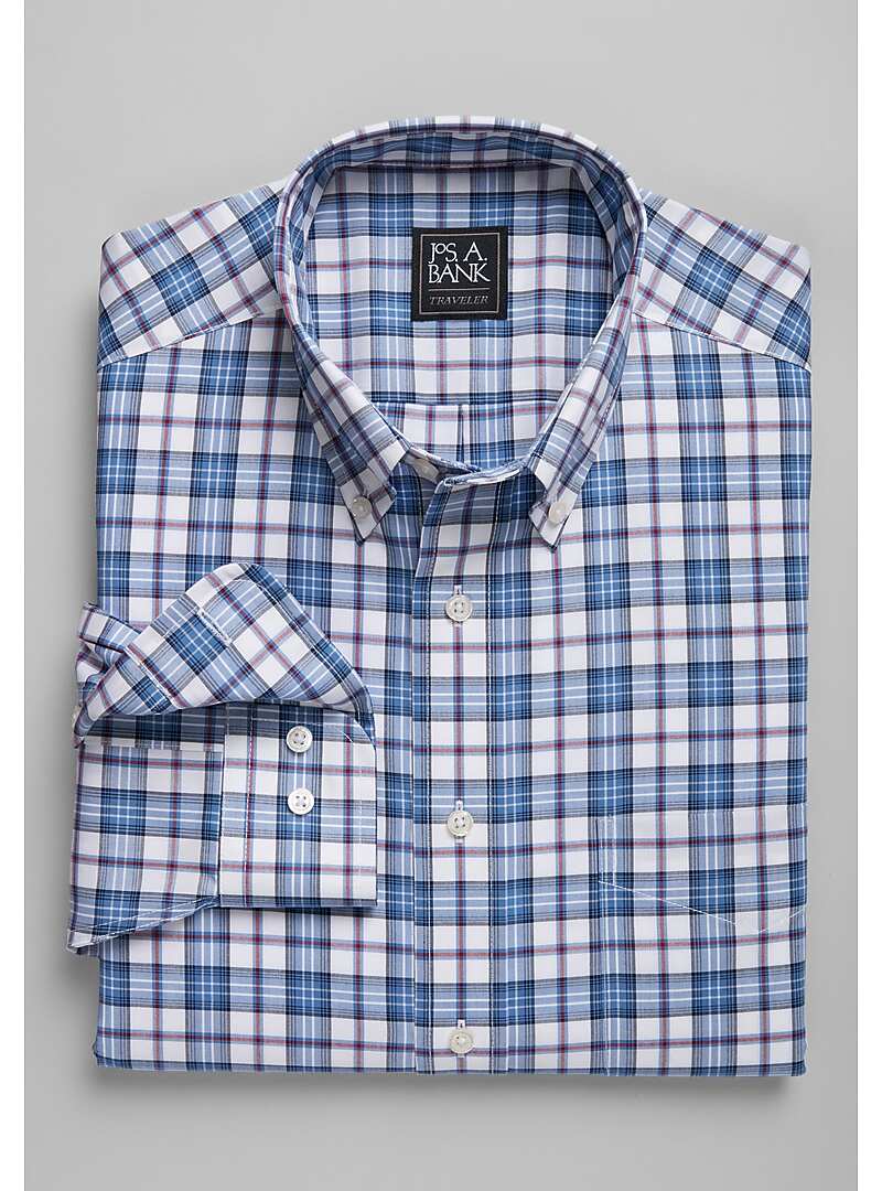 Traveler Collection Traditional Fit Button-Down Collar Plaid Sportshirt - Big & Tall#6LXC