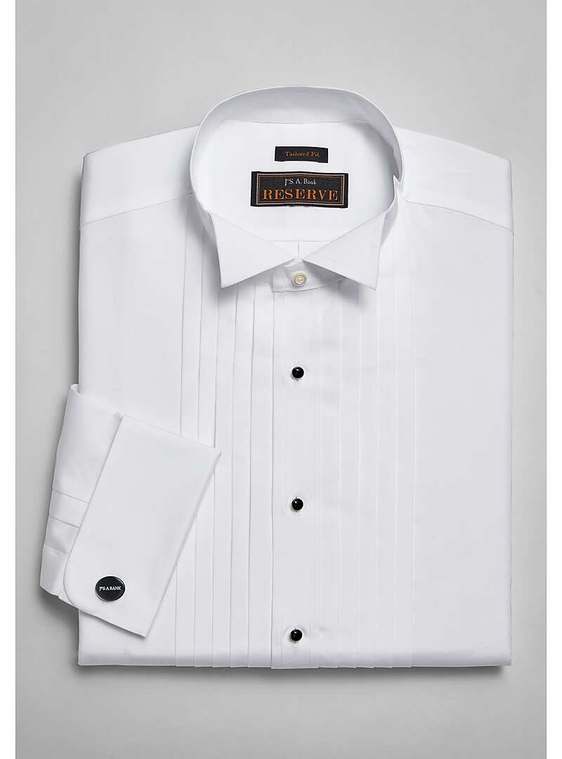 Reserve Collection Tailored Fit Wing Collar French Cuff Five-Pleat Formal Dress Shirt - Big & Tall#58TW