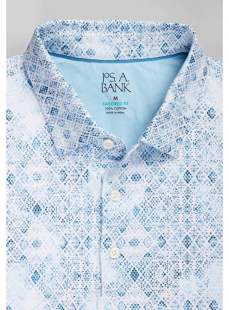 Jos. A. Bank Tailored Fit Tapestry Diamond Print Polo#6MG2