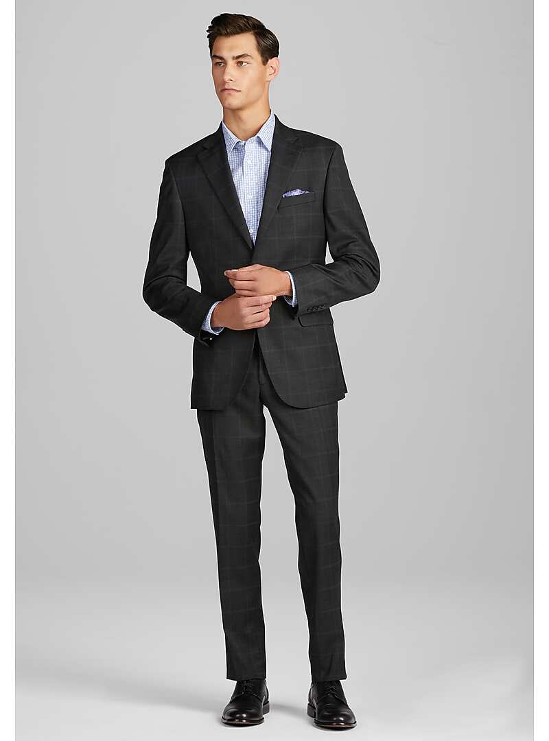 1905 Collection Tailored Fit Windowpane Plaid Suit - Big & Tall#3X0Z