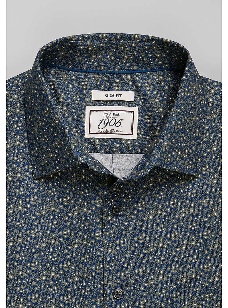 1905 Collection Slim Fit Spread Collar Floral Print Sportshirt - Big & Tall#6LM4
