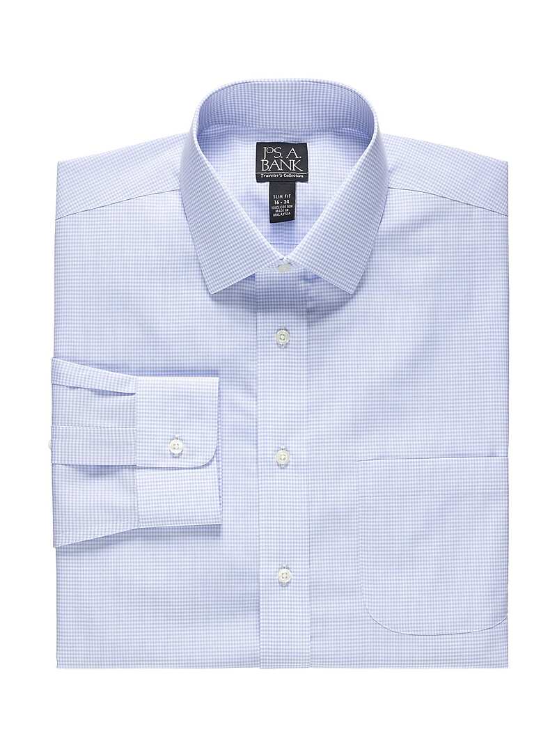 Traveler Collection Slim Fit Spread Collar Micro Grid Dress Shirt#5JLY