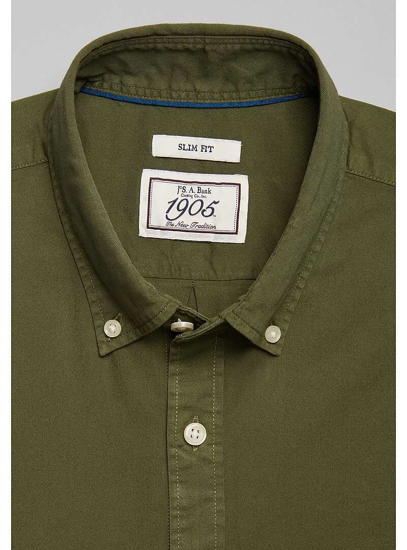 1905 Collection Slim Fit Button-Down Collar Twill Sportshirt#6LNE