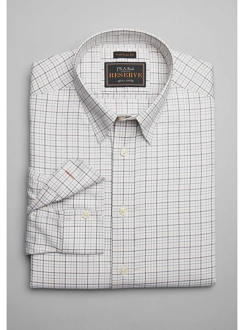 Reserve Collection Traditional Fit Hidden Button-Down Collar Tattersall Grid Sportshirt#6M6F