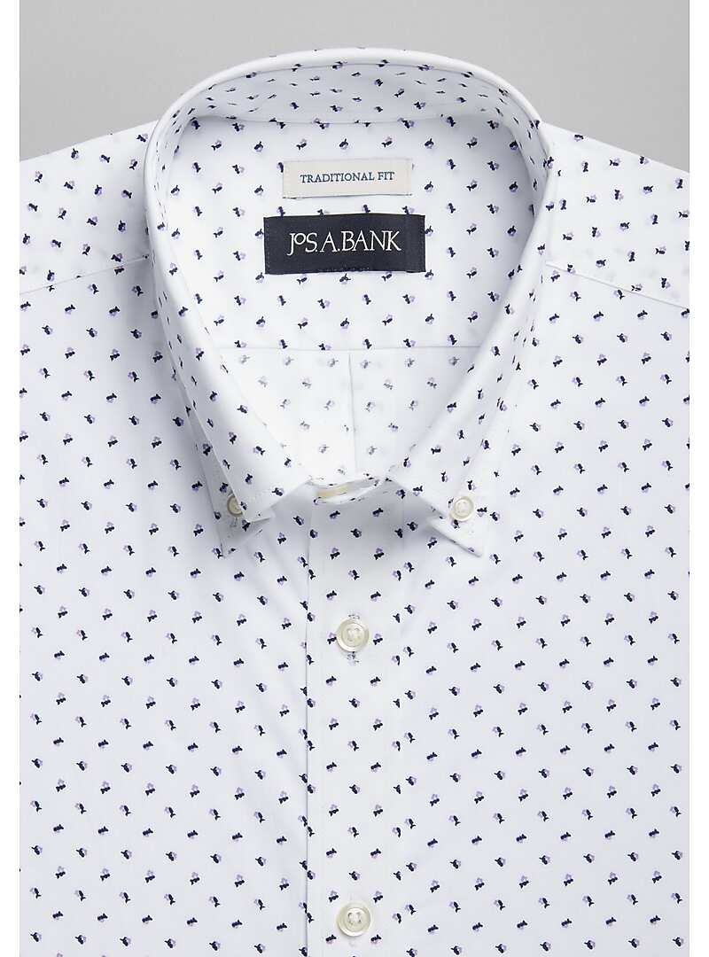 Jos. A. Bank Traditional Fit Button-Down Collar Micro Floral Short Sleeve Sportshirt#6MJT