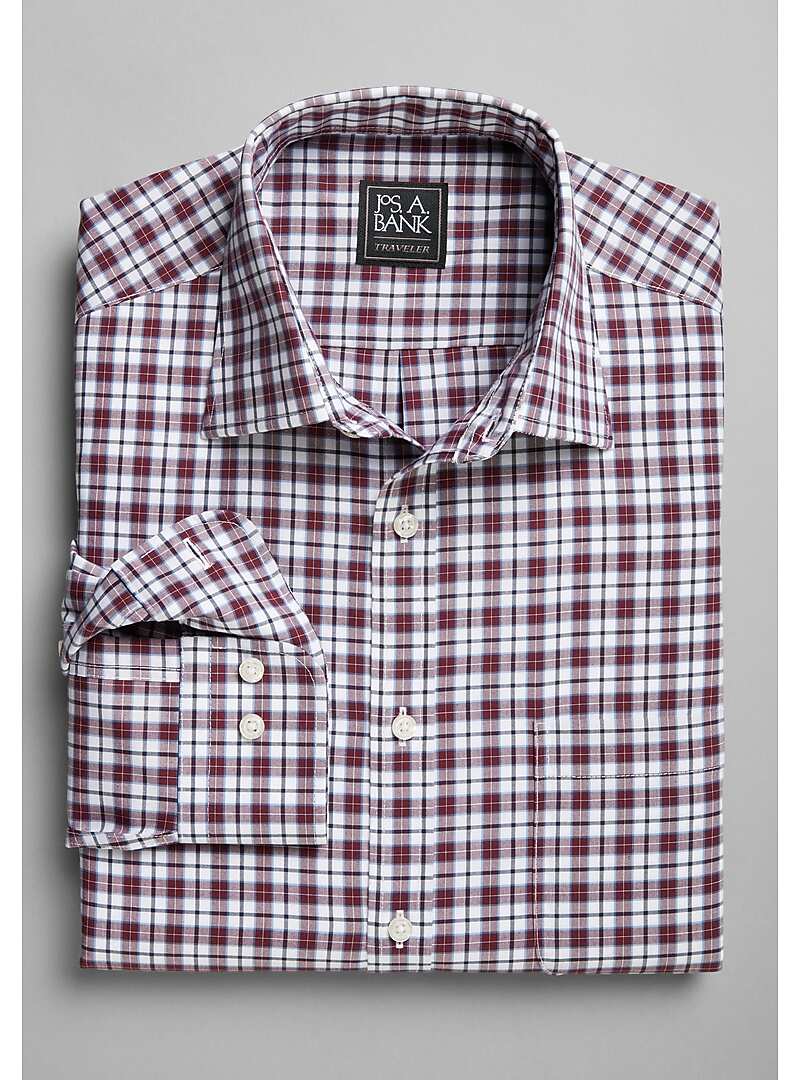 Traveler Collection Tailored Fit Spread Collar Grid Sportshirt - Big & Tall#6M3P