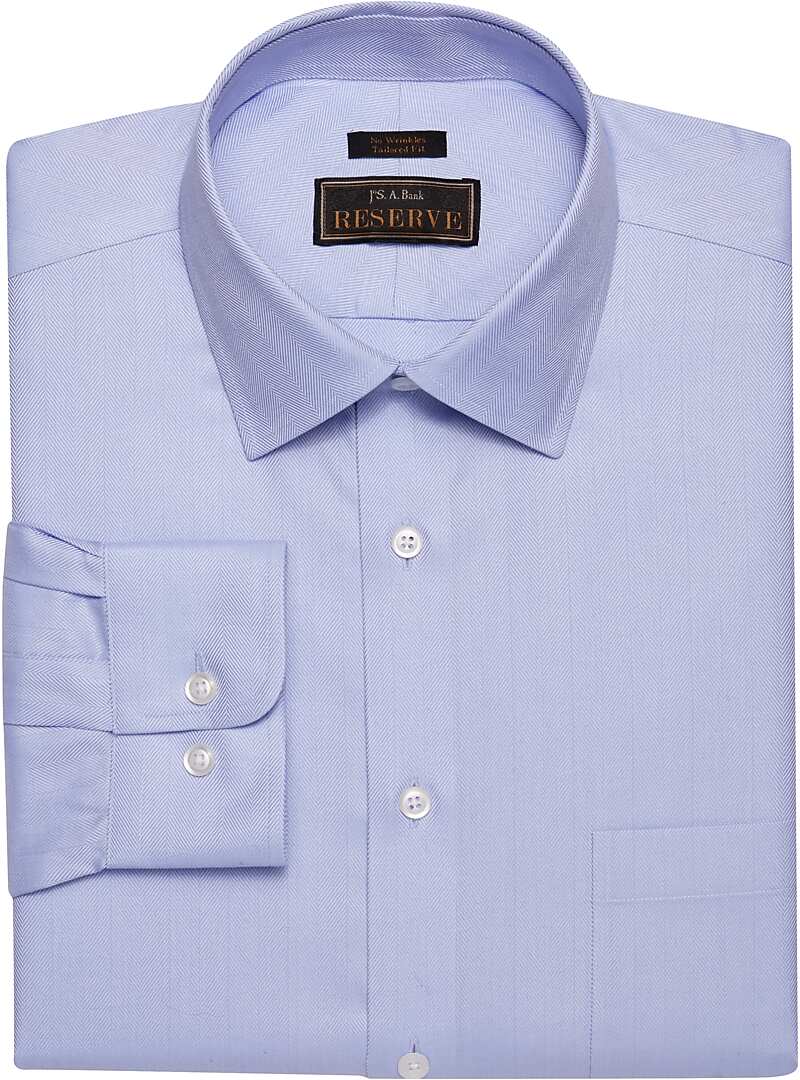 Reserve Collection Tailored Fit Spread Collar Herringbone Pattern Dress Shirt - Big & Tall#52YF