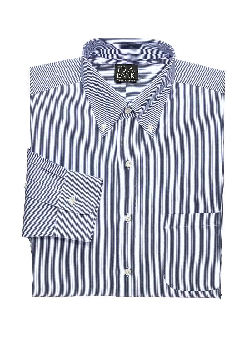 Traveler Collection Traditional Fit Button-Down Collar Stripe Dress Shirt - Big & Tall#5JE1