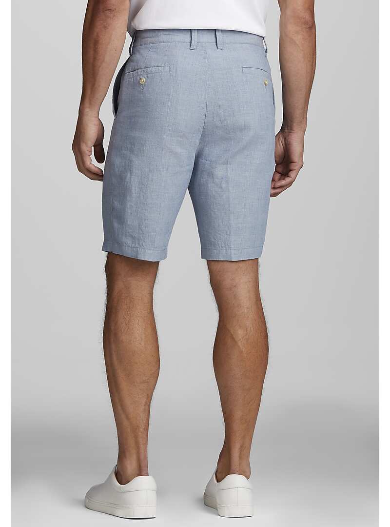Jos. A. Bank Tailored Fit Linen Blend Glen Plaid Shorts - Big & Tall#22YC