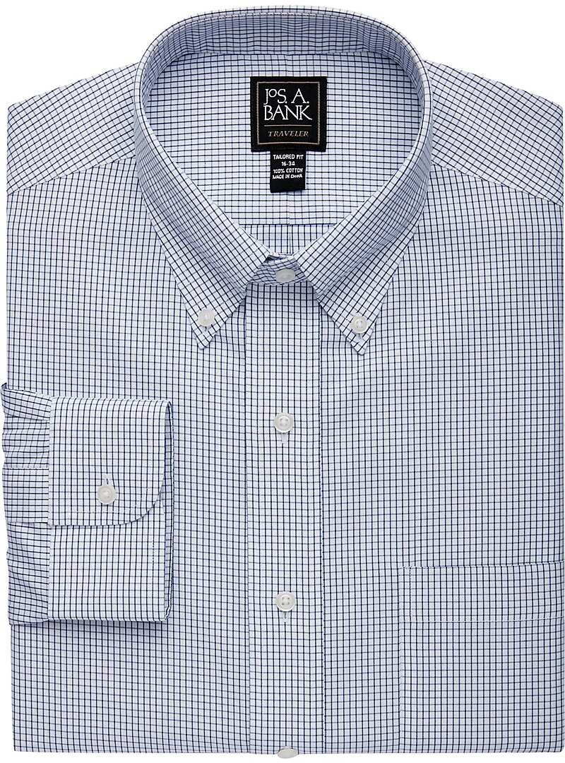 Traveler Collection Tailored Fit Button-Down Collar Grid Dress Shirt#5AA0