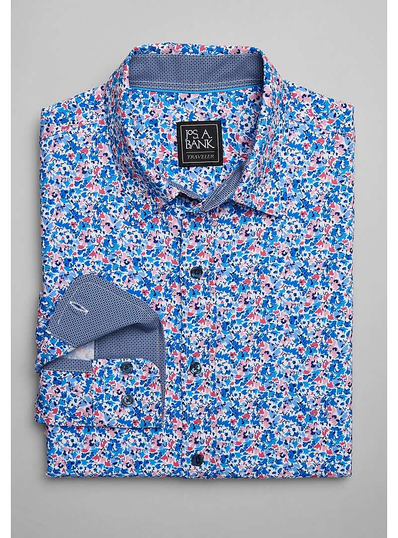 Traveler Collection Tailored Fit 4-Way Stretch Watercolor Floral Sportshirt - Big & Tall#6MP9