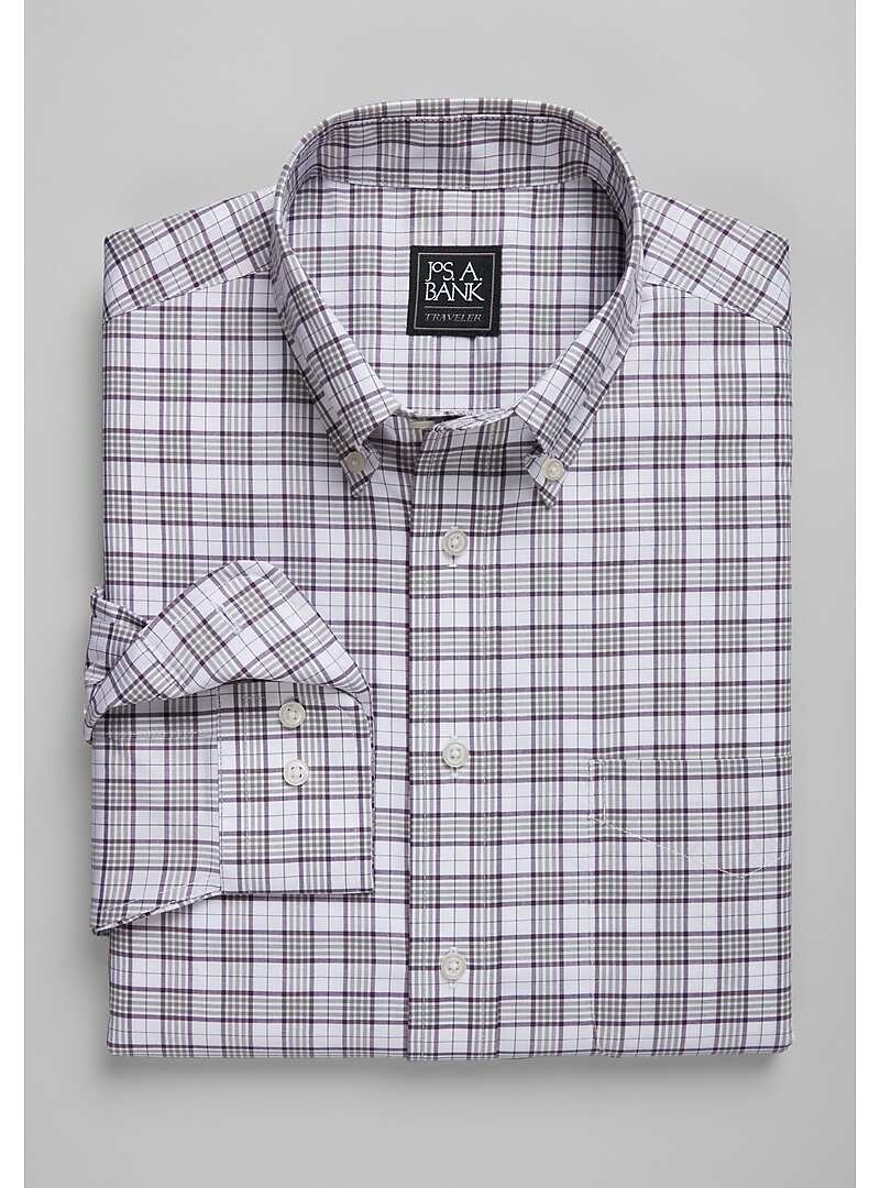Traveler Collection Traditional Fit Button-Down Collar Grid Sportshirt#6LJT