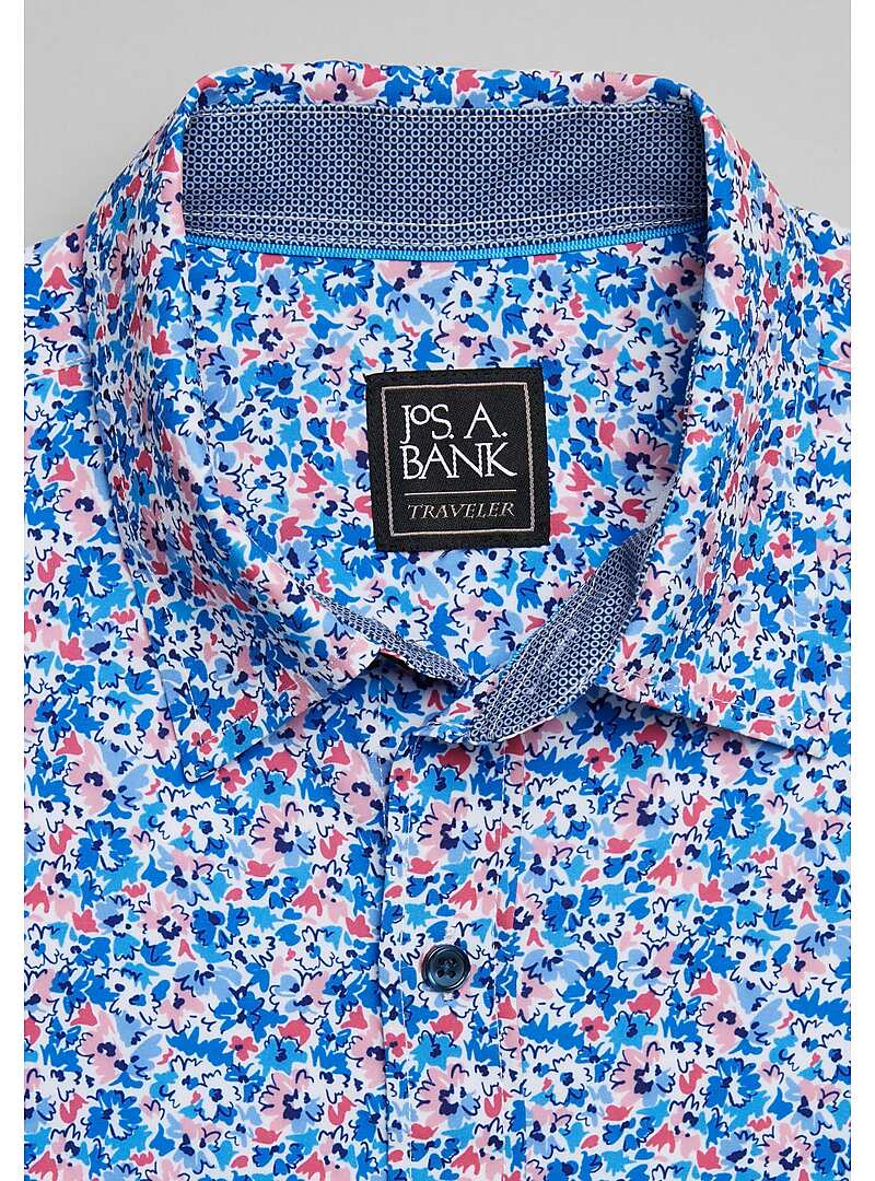 Traveler Collection Tailored Fit 4-Way Stretch Watercolor Floral Sportshirt - Big & Tall#6MP9