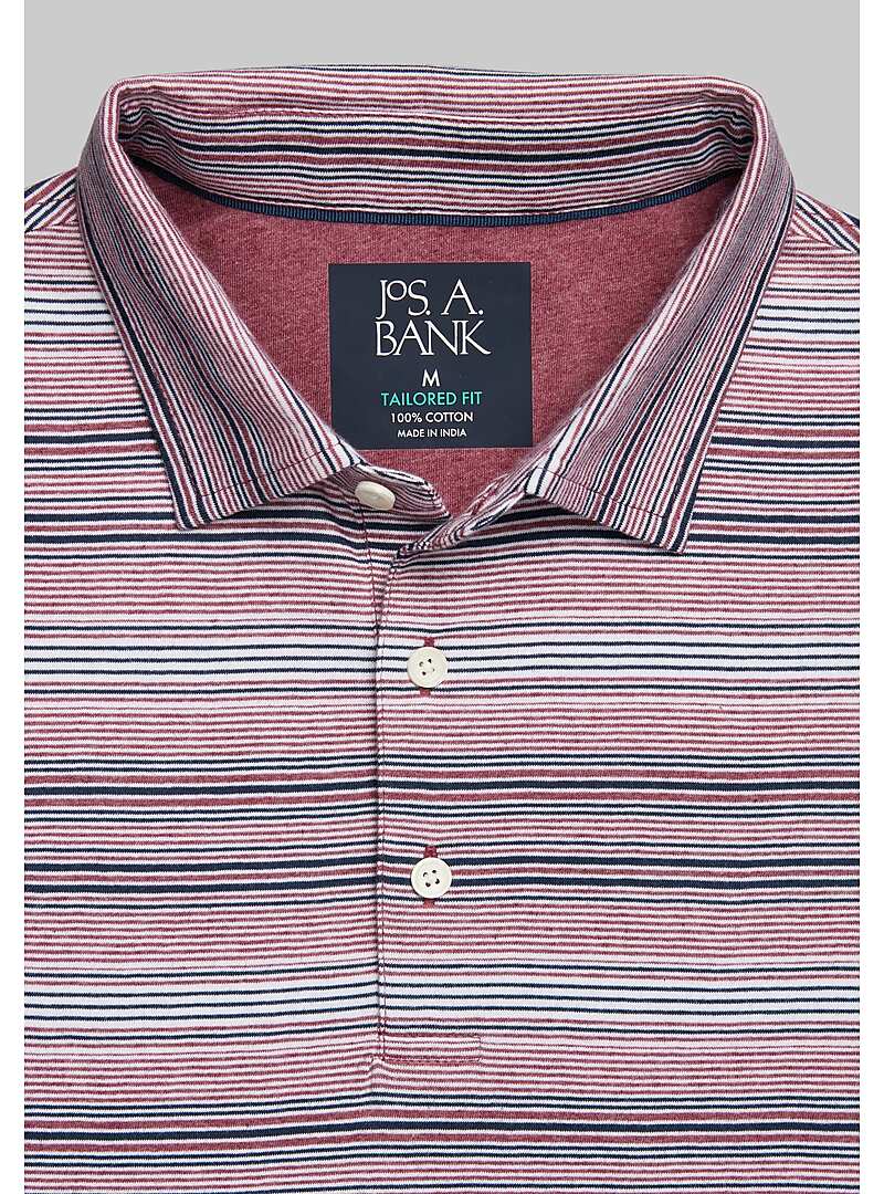 Jos. A. Bank Tailored Fit Variegated Heather Stripe Polo - Big & Tall#6MHM