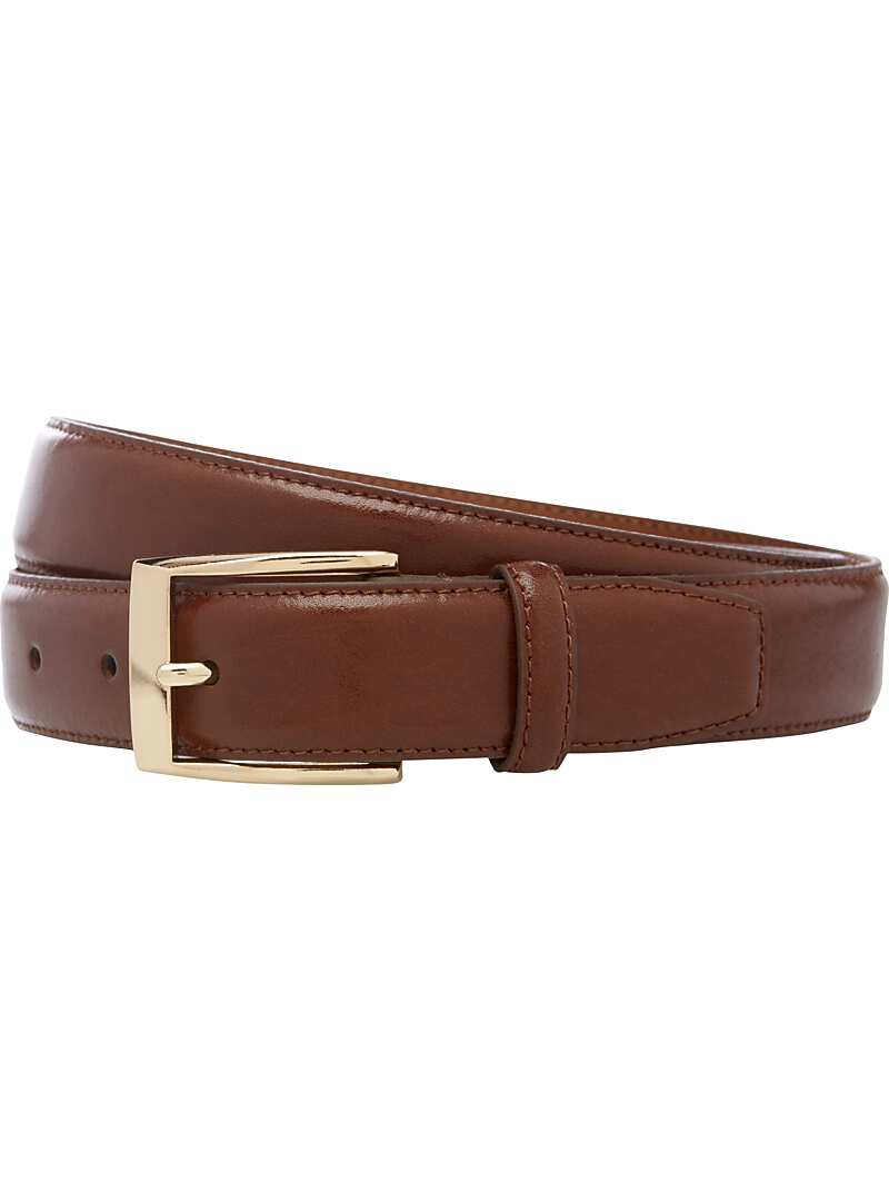 Jos.A.Bank Leather Belt with Gold- Tone Buckle - Long#81M3