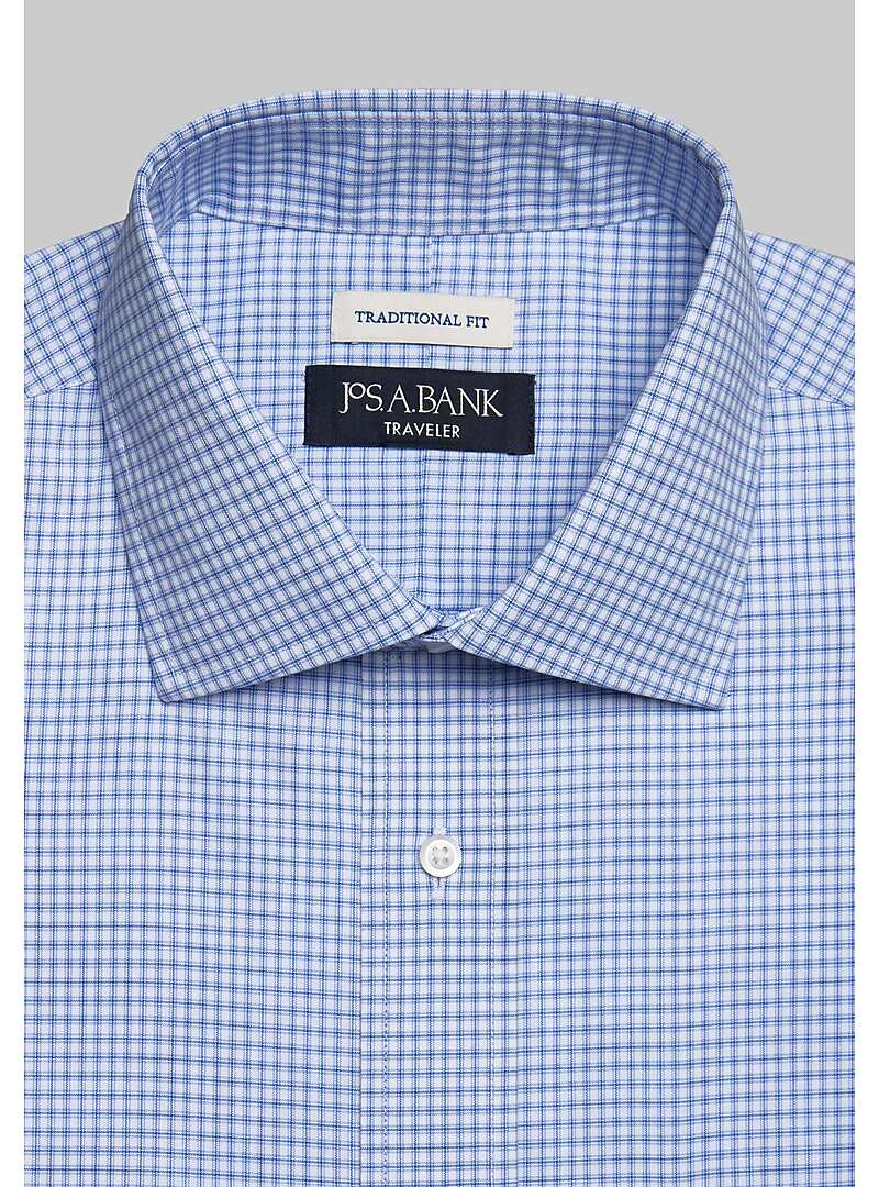 Traveler Collection Traditional Fit Spread Collar Mini Grid Dress Shirt - Big & Tall#5FVF