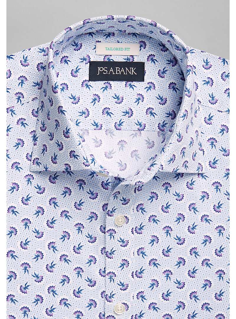 Jos. A. Bank Tailored Fit Spread Collar Geo Floral Sportshirt - Big & Tall#6MN4