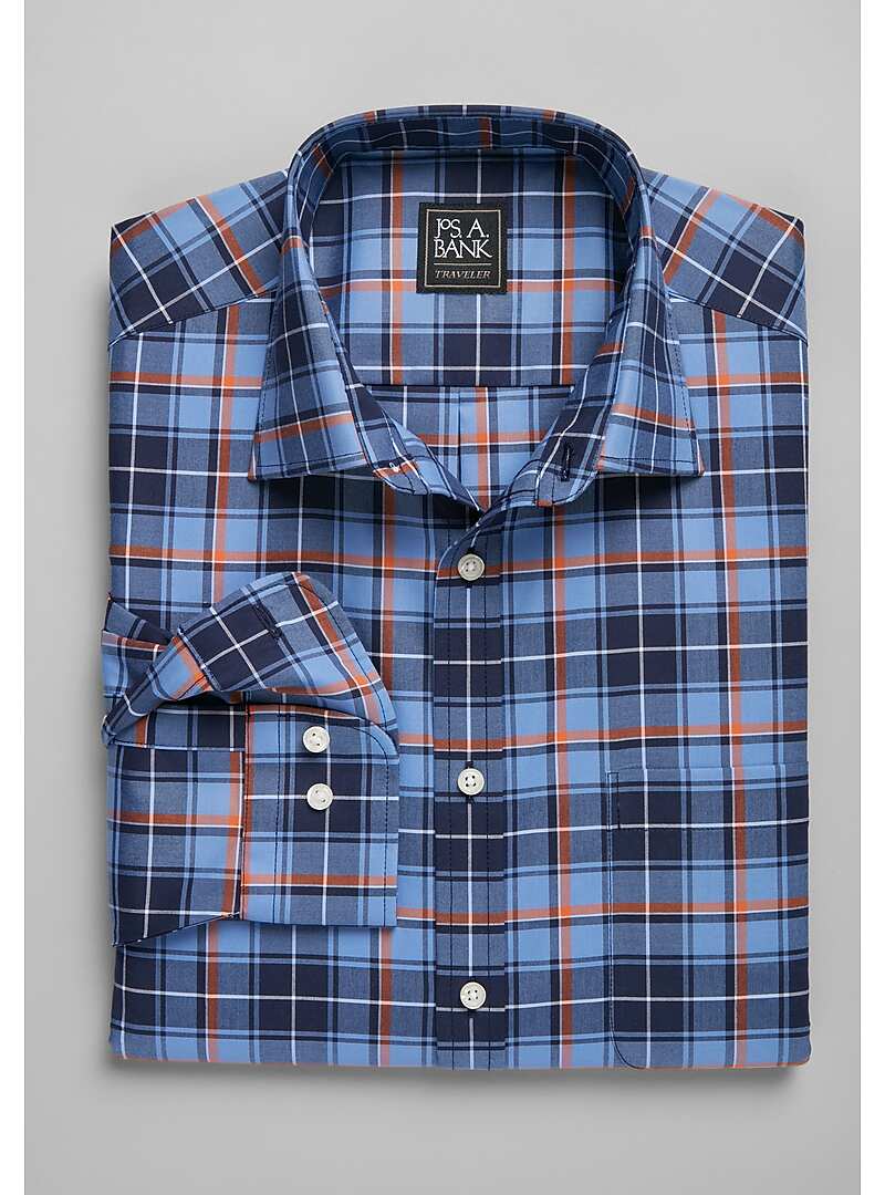 Traveler Collection Traditional Fit Spread Collar Plaid Sportshirt - Big & Tall#6LCC