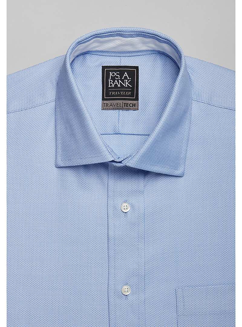 Travel Tech Tailored Fit Honeycomb Texture Dress Shirt - Big & Tall#57ZE