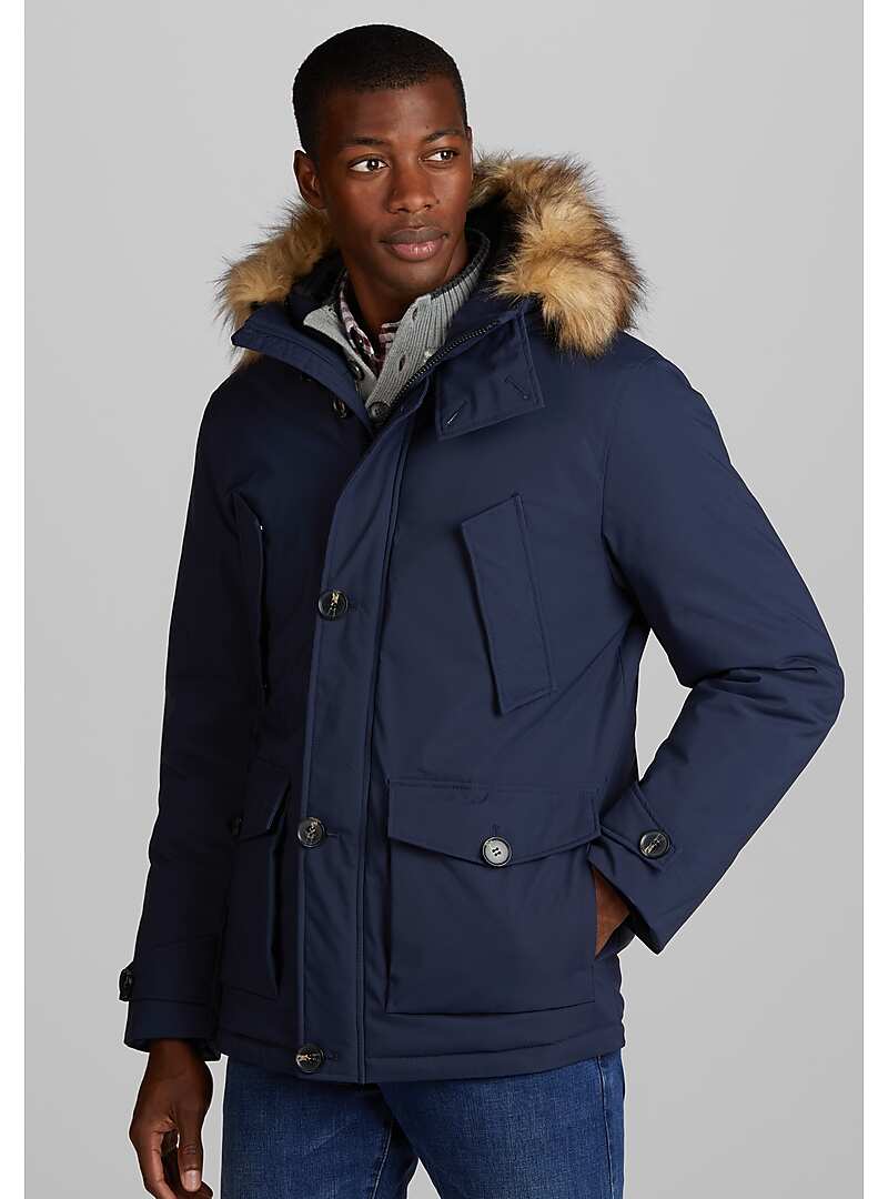 1905 Collection Tailored Fit Faux Fur Collar Parka CLEARANCE#71CF