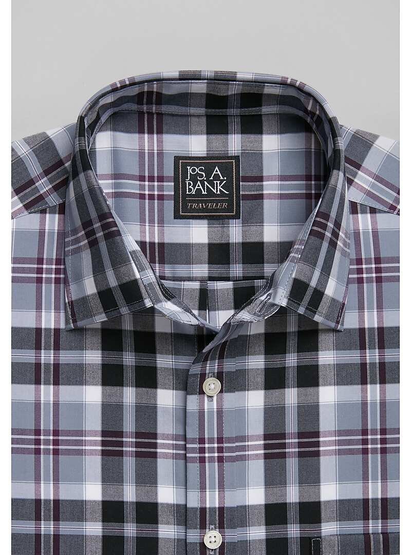 Traveler Collection Tailored Fit Spread Collar Plaid Sportshirt - Big & Tall#6M2T