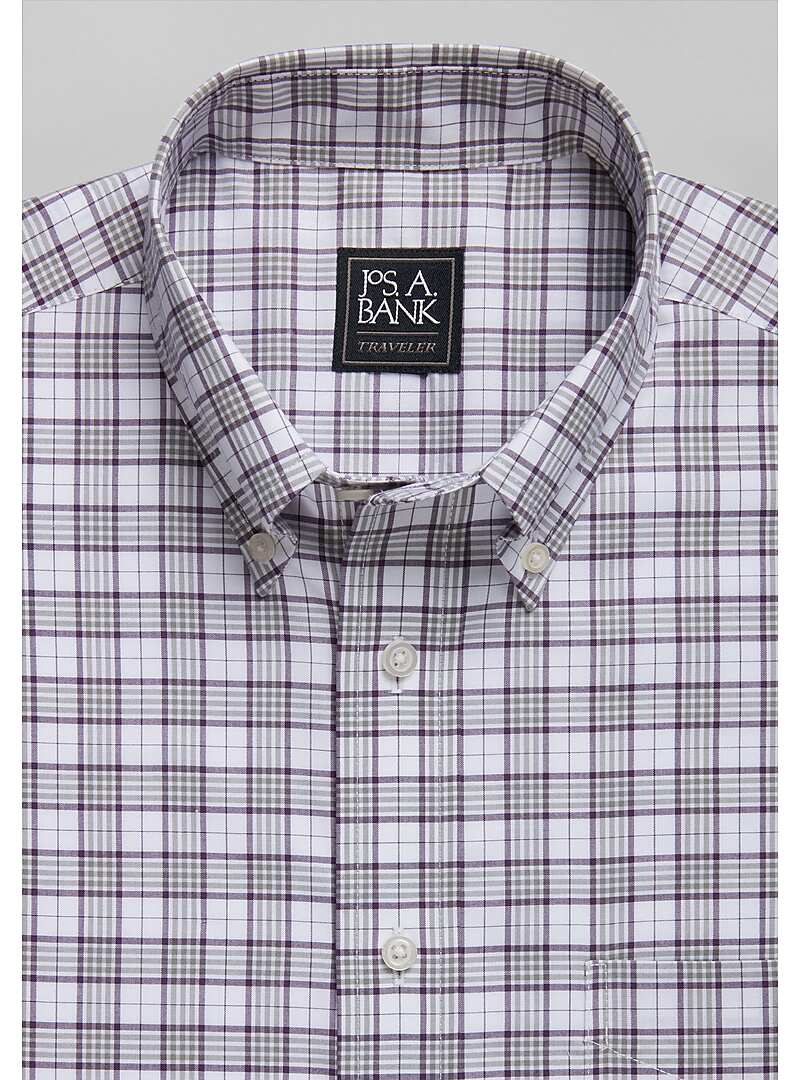Traveler Collection Traditional Fit Button-Down Collar Grid Sportshirt#6LJT