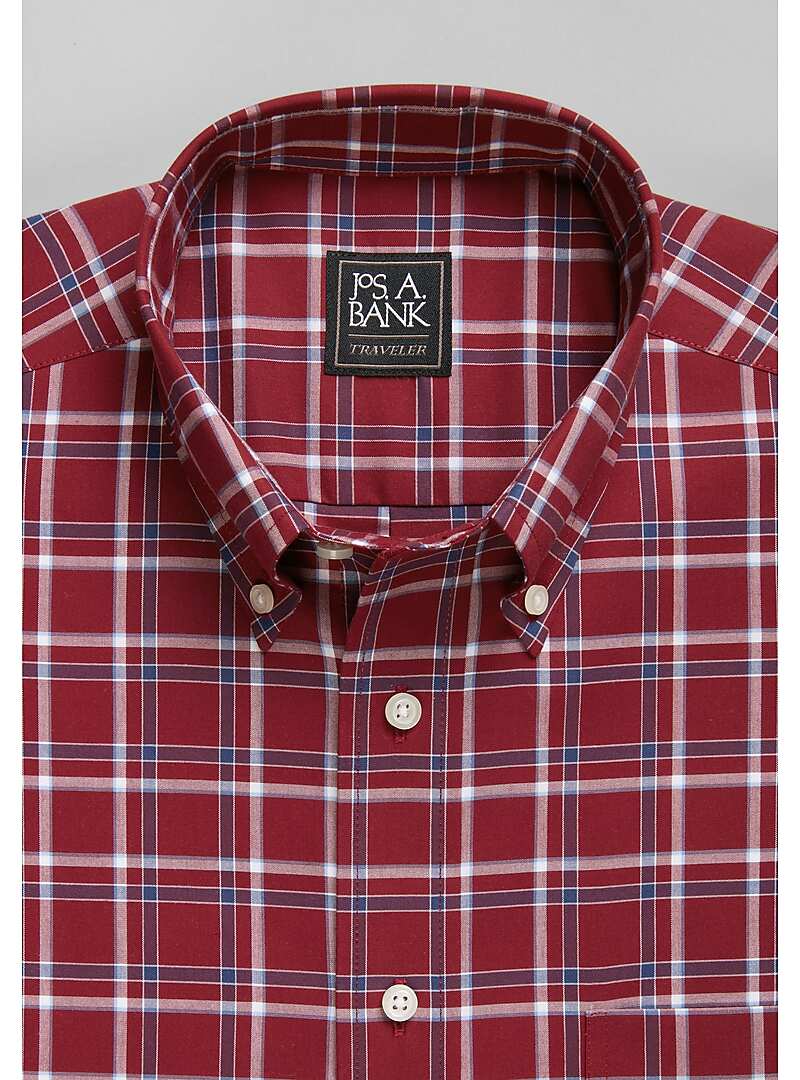 Traveler Collection Traditional Fit Button-Down Collar Plaid Sportshirt - Big & Tall#6LGY