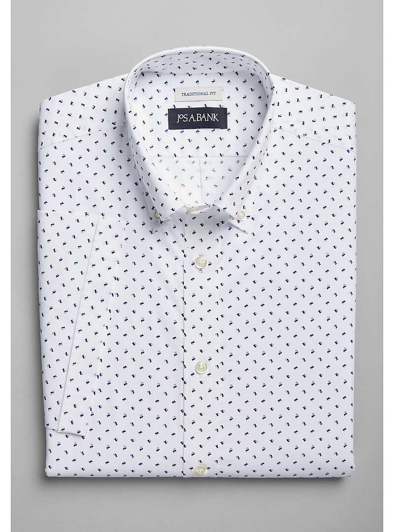 Jos. A. Bank Traditional Fit Button-Down Collar Micro Floral Short Sleeve Sportshirt#6MJT
