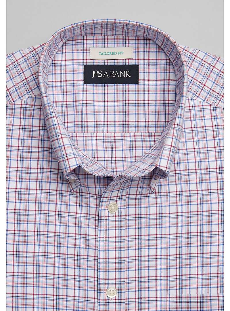 Jos. A. Bank Tailored Fit Button-Down Collar Interstellar Plaid Sportshirt - Big & Tall#6MTZ