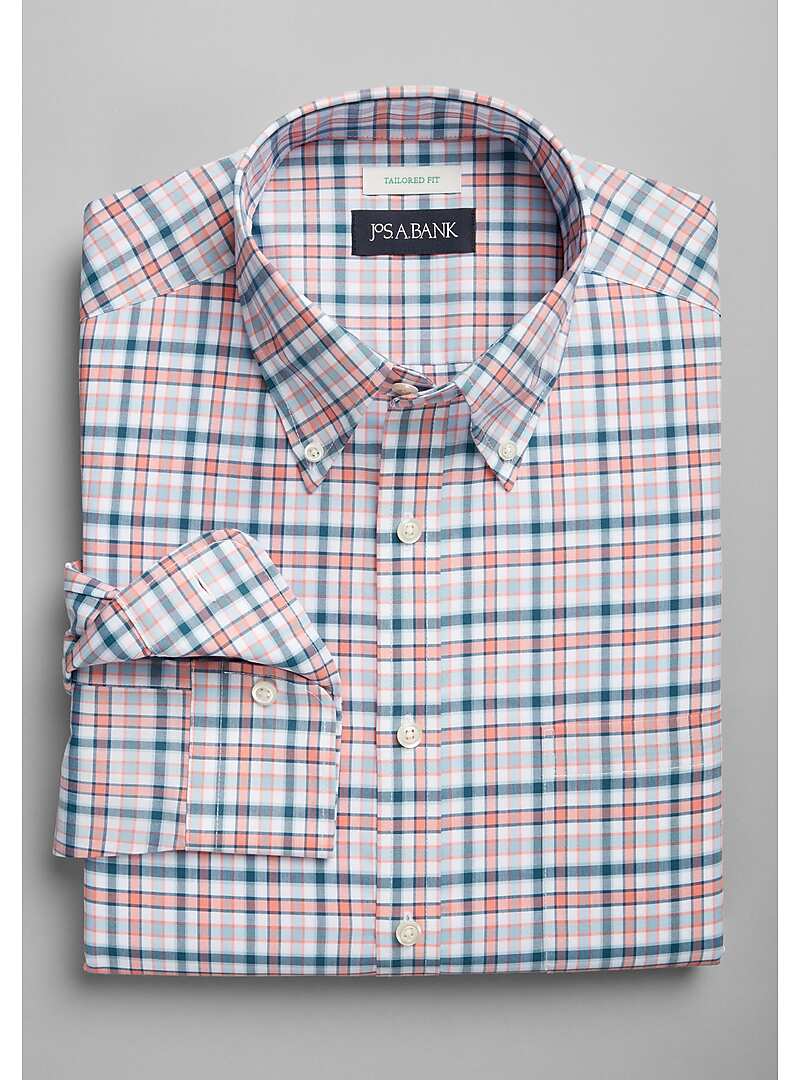 Jos. A. Bank Tailored Fit Button-Down Collar Check Sportshirt - Big & Tall#6MND