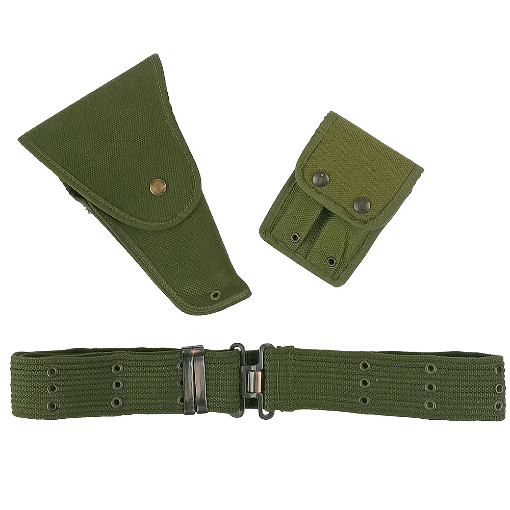 Belgian OD Pistol Belt With Holster