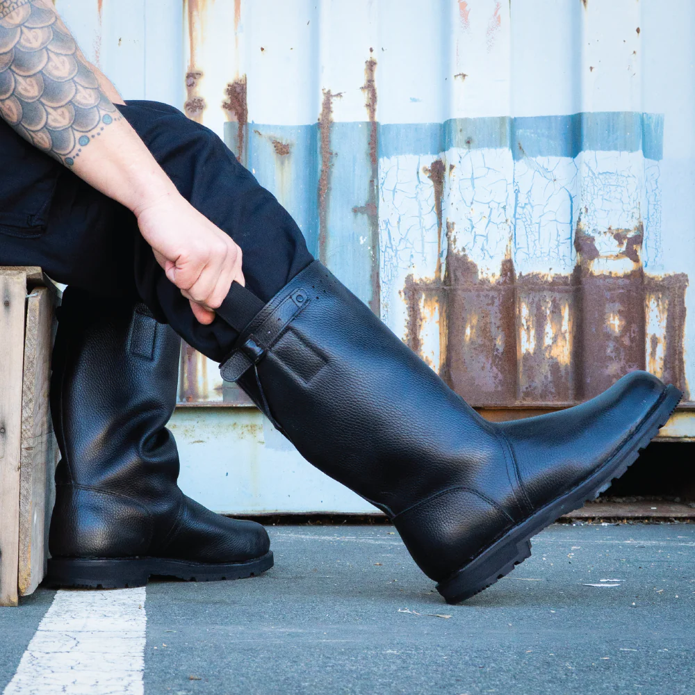 German Navy Leather Lined Jackboots