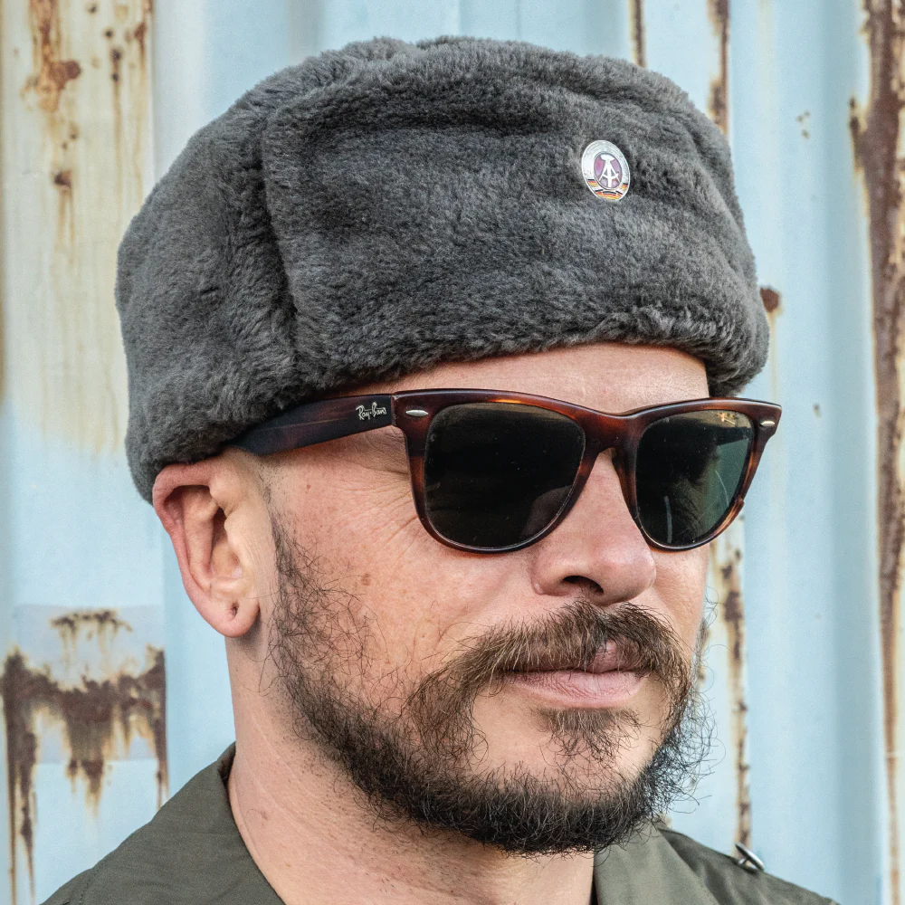 East German Ushanka With Badge