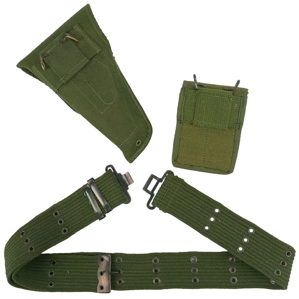 Belgian OD Pistol Belt With Holster