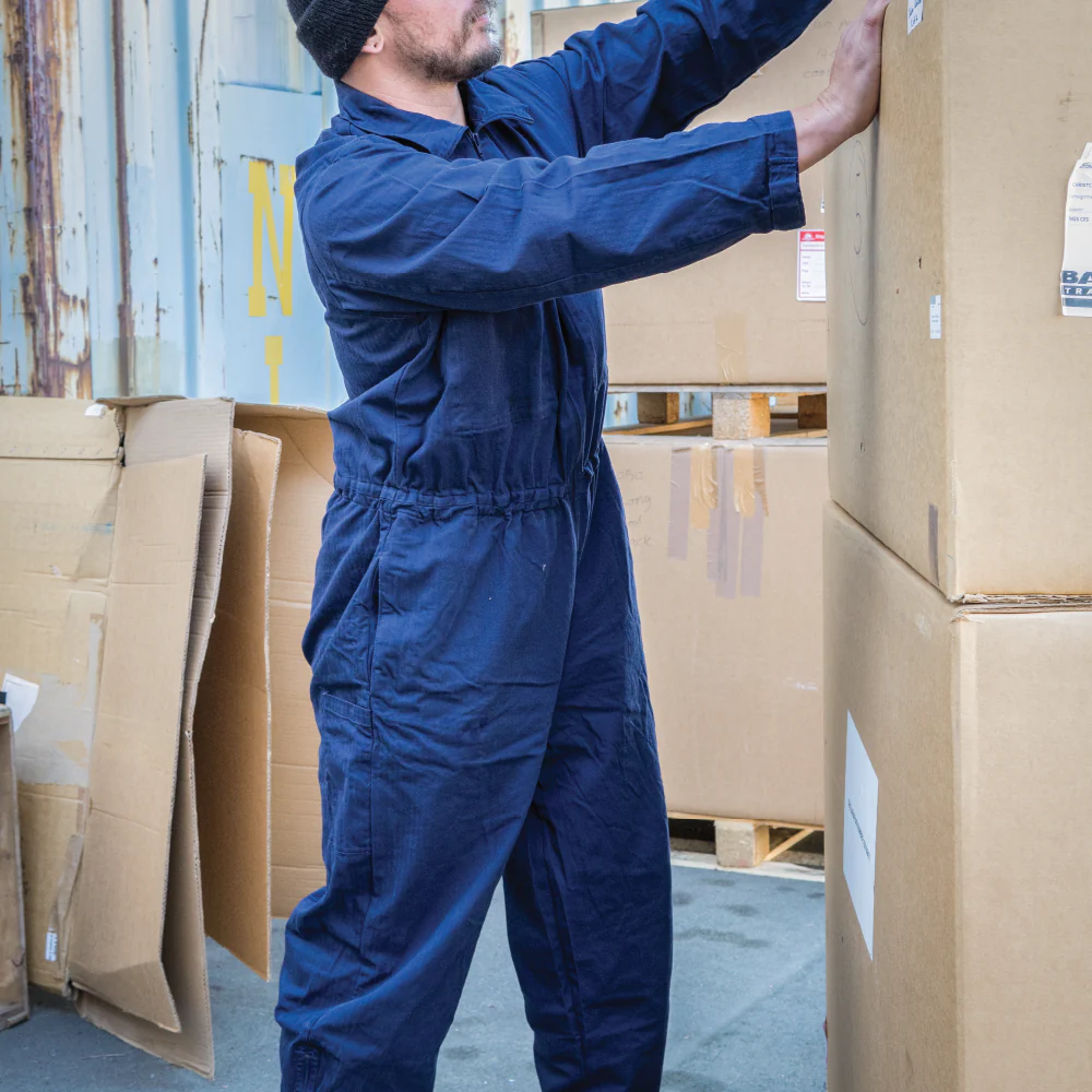 German Navy Blue Work Overalls - Zip