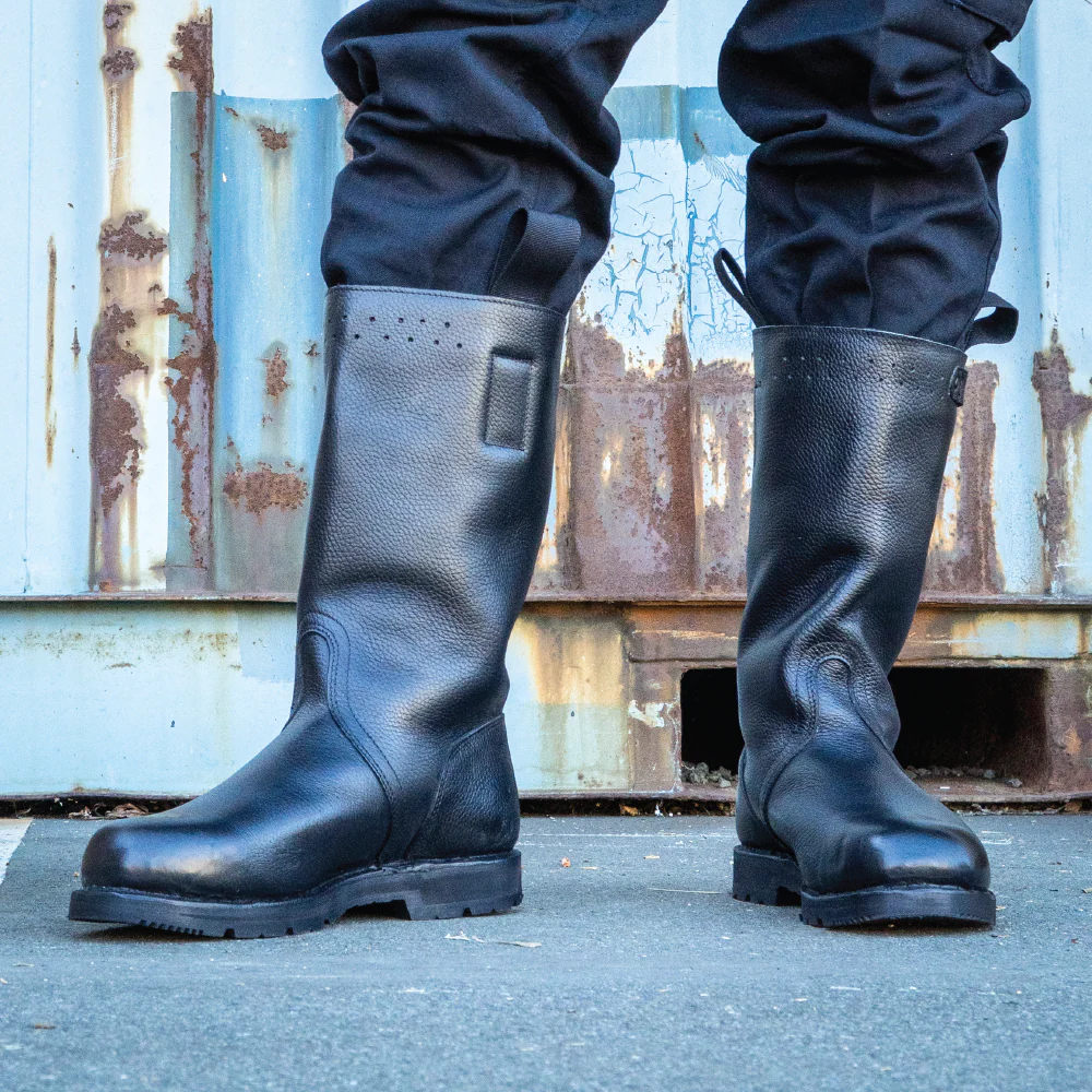 German Navy Leather Lined Jackboots