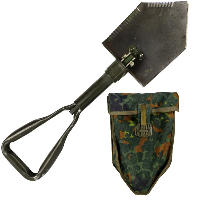 German Tri-Fold Shovel & Flecktarn Cover