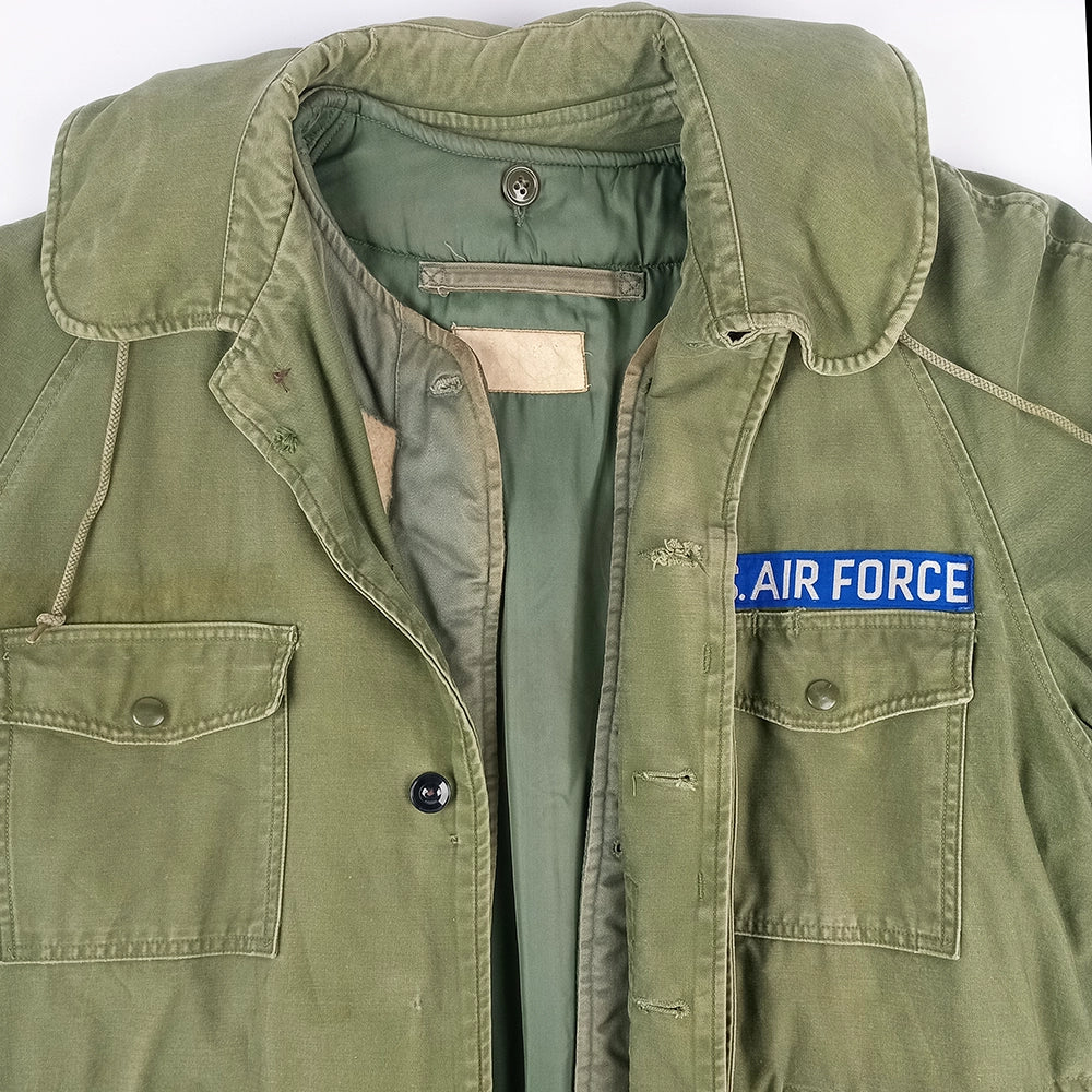 USAF OG 107 Wind Resistant Sateen Jacket 1965 with Liner - Large Long