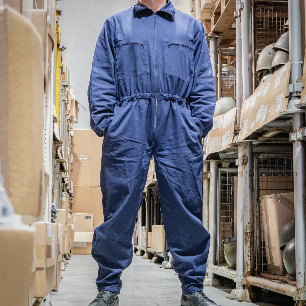 German Navy Blue Work Overalls - Zip