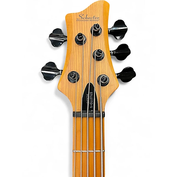 Used Schecter Guitar Research Stiletto Session 5 Natural Electric Bass Guitar