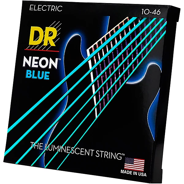 Hi Def NEON Blue Coated Medium 10 46 Electric Guitar Strings