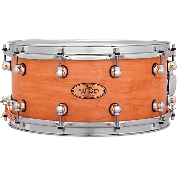 Pearl Music City Custom Solid Shell Snare Cherry in Hand Rubbed Natural Finish 14 x 6.5 in.