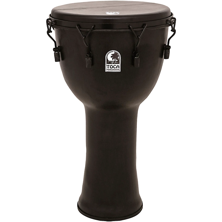 Toca Mechanically Tuned Djembe with Extended Rim Level 1 9 in Black Mamba H71792004001004.gc