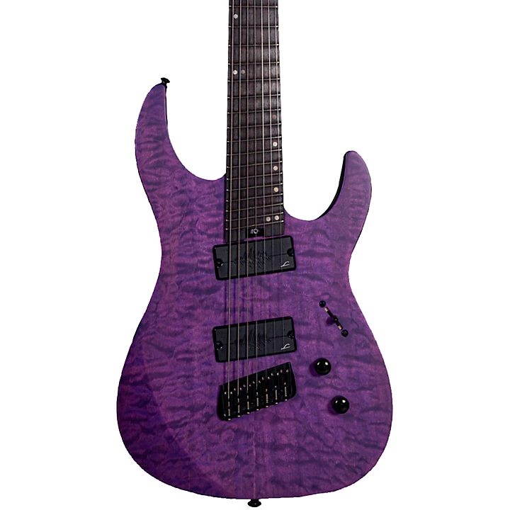 Ninja 7 String Multi Scale Super Shred Series Quilted Maple Electric Guitar Purple