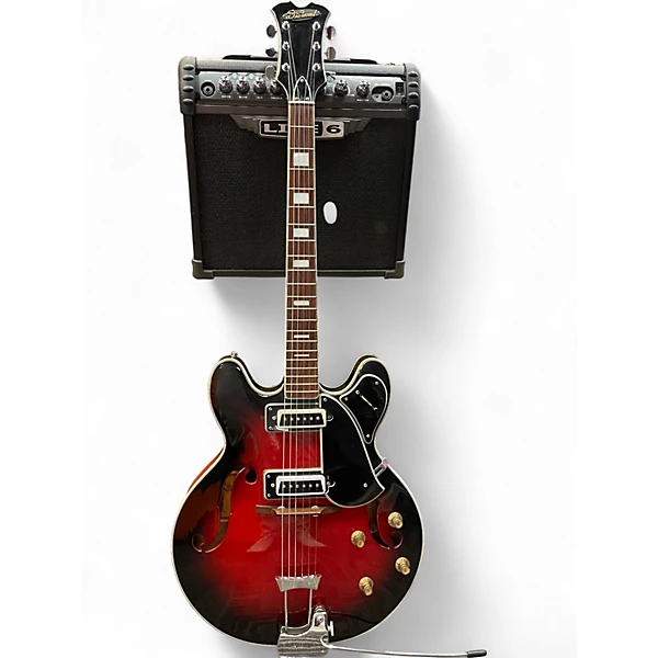Vintage 1970s Aria DIAMOND 1202 RED BURST Hollow Body Electric Guitar