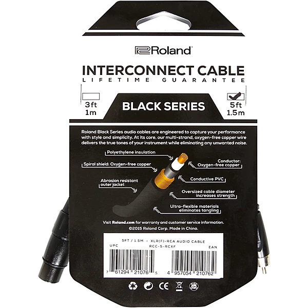 Black Series XLR Female RCA Interconnect Cable 5 ft Black