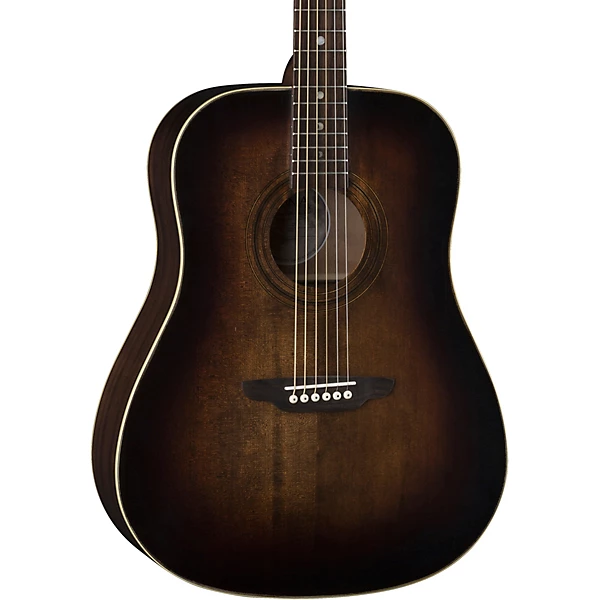 Art Vintage Dread Solid Top Distressed Acoustic Guitar Distressed Vintage Brownburst