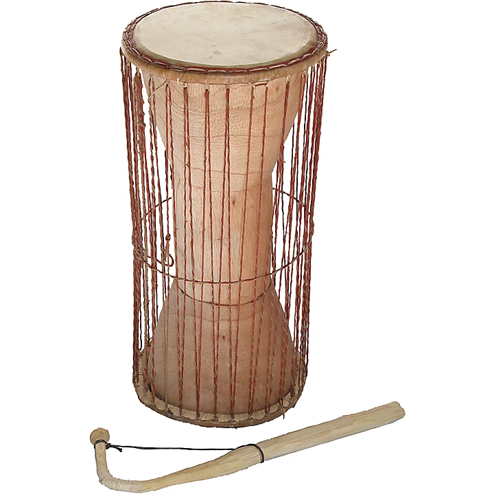 Overseas Connection Ghana Talking Drum with Stick Level 1 Natural 8X15 in 449984004010424.gc